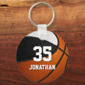 kinder  team met zwarte witte basketbal sleutelhanger (Voorkant)