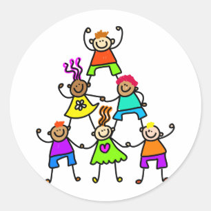 Kinder teamwerk ronde sticker