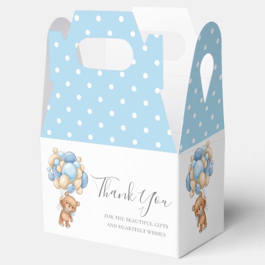Kinder Teddy Balloon Blue Favor Box Bedankdoosjes (Geopend)