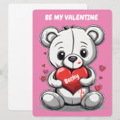 Kinder teddybeer Valentijnsdag Feestdagenkaart (Voorkant / Achterkant)