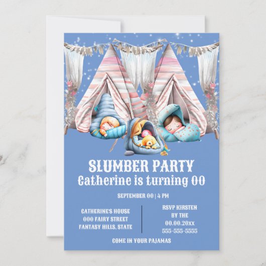 Kinder teepee sleepover sluimerende pyjama party p kaart (Voorkant)