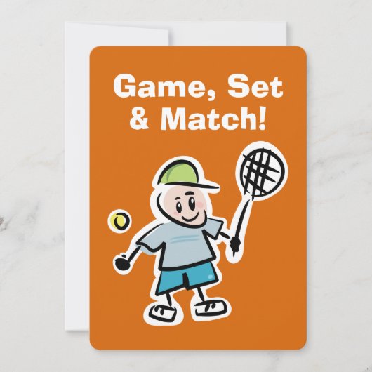 Kinder tennis Birthday party uitnodiging met carto (Voorkant)