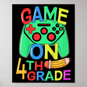 Kinder terug naar school Videogamer 4e Grade aan Poster