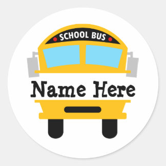 Kinder Terug naar schoolbus Persoonlijke naam Ronde Sticker