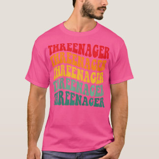Kinder Threenager Boy Retro Groovy Derde Bday 3e B T-shirt