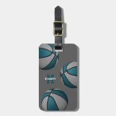 kinder tiener blauwgroen grijze basketbal team kle bagagelabel (Voorkant verticaal)