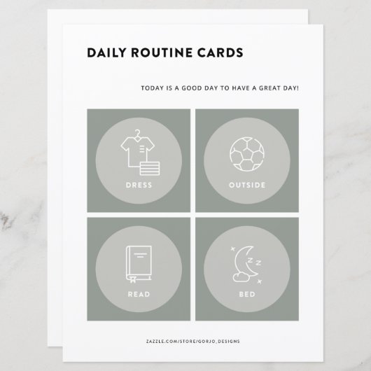 Kinder Toddler Dagelijkse Routine Kaarten Visueel  (Voorkant / Achterkant)