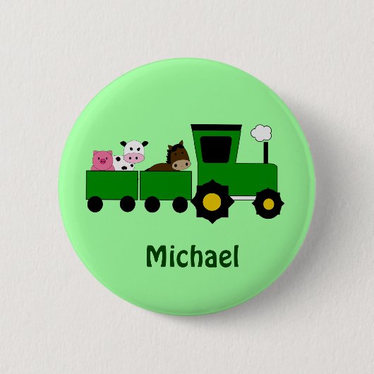 Kinder Tractor Verjaardagsgunst Button (Voorkant)