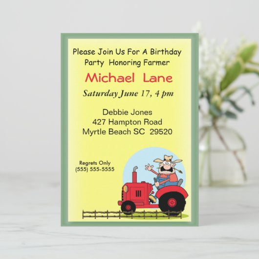 Kinder Tractor Verjaardagsuitnodiging Kaart (Staand voorkant)