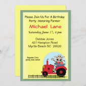 Kinder Tractor Verjaardagsuitnodiging Kaart (Voorkant / Achterkant)