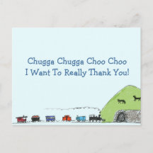 Kinder trein Choo Choo Dank u Briefkaarten
