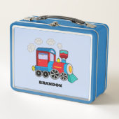 Kinder Treinjongens Blauw Aangepaste Naam (Voorkant)