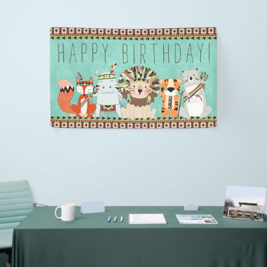 Kinder tribale verjaardagsfeest spandoek (Beurs)
