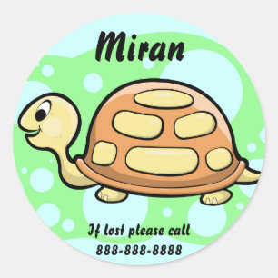 Kinder Turtle ID Badge Ronde Sticker