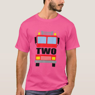 Kinder twee 2 jaar oud 2e verjaardag brandweerwage t-shirt