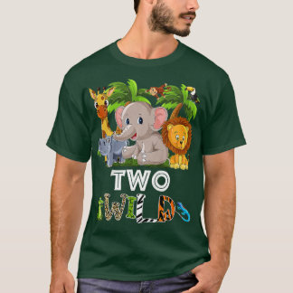 Kinder twee wilde dierentuin Theme Birthday Safari T-shirt