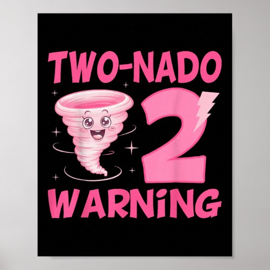 Kinder Two-Nado Waarschuwing 2e Verjaardag Roze To Poster (Voorkant)