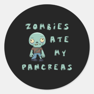 Kinder Type 1 Diabetes Halloween - Zombies Ate Pan Ronde Sticker