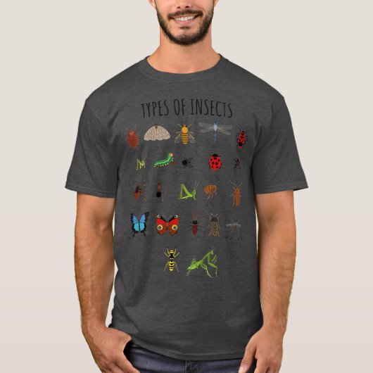 Kinder types van insecteninsectenidentificatie t-shirt (Voorkant)