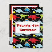 Kinder uitnodiging Dinosaur Birthday (Voorkant / Achterkant)