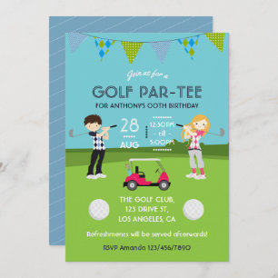 Kinder uitnodiging Golf Theme Birthday