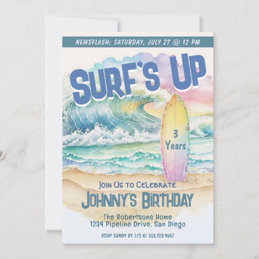 Kinder uitnodiging tot het indienen van een Surf v (Voorkant)