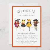 Kinder uitnodiging van het Costume Birthday Party (Voorkant)