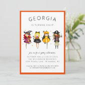 Kinder uitnodiging van het Costume Birthday Party (Staand voorkant)