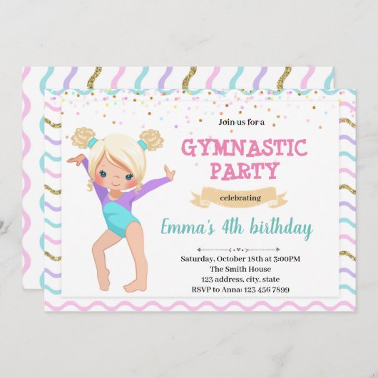 Kinder uitnodiging voor dansfeest (Voorkant / Achterkant)