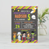 Kinder uitnodiging voor geboorte Halloween (Staand voorkant)