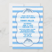 Kinder uitnodiging voor het feest van de dolfijn (Achterkant)