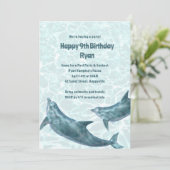 Kinder uitnodiging voor het feest van de dolfijn (Staand voorkant)