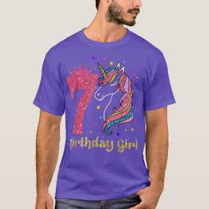 Kinder Unicorn Birthday Girl 7 jaar oude 7e verjaa T-shirt