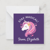 Kinder Unicorn Face Pink Valentijnsdag Note Card Notitiekaartje (Voorkant)