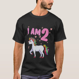 Kinder Unicorn Girl 2e verjaardag 2 jaar oude meis T-shirt