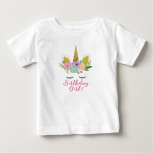 Kinder Unicorn Gold Eyes Horn T-Shirt Birthday