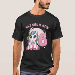 Kinder Unicorn meisje mythisch schepsel Ik ben 6 j T-shirt