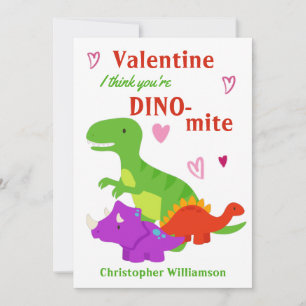 Kinder Valentijnsdag Dino-mijt Dinosaurus Flat Kaart