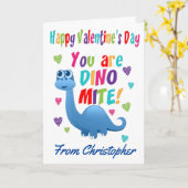 Kinder Valentijnsdag Dino-mite Dinosaur Kaart (Gele Bloem)