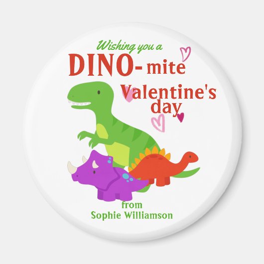 Kinder Valentijnsdag Dino-mite Dinosaur Magneet (Voorkant)