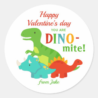 Kinder Valentijnsdag Dinosaur Dino-miet Colorful Ronde Sticker