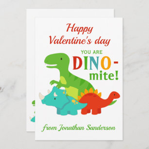 Kinder Valentijnsdag Dinosaur Dino-mite Fun Flat Feestdagenkaart