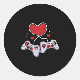 Kinder Valentijnsdag van het Hart Video-Game Contr Ronde Sticker