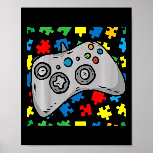 Kinder Video-game Controller Autisme Bewustzijnspu Poster (Voorkant)