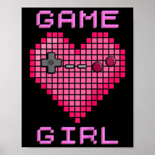 Kinder Video Game Meisje Retro Gaming Pixel Heart  Poster