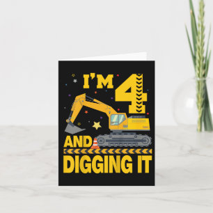 Kinder Vier 4jr 4e Verjaardag Graafmachine 4 Jaar  Kaart