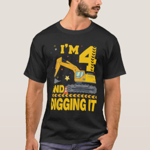 Kinder Vier 4jr 4e Verjaardag Graafmachine 4 Jaar  T-shirt