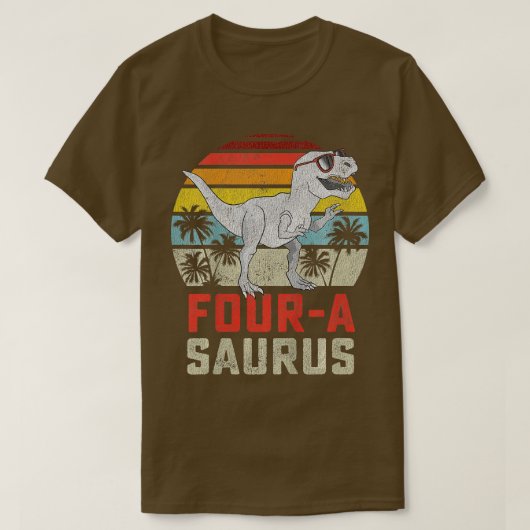 Kinder vier jaar Saurus Birthday Rex 4 jaar oude D T-shirt (Design voorkant)