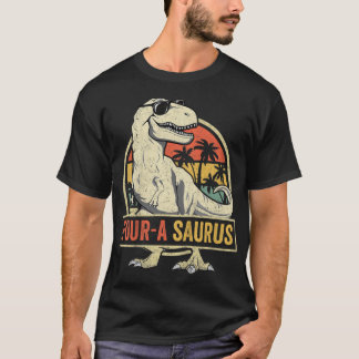 Kinder vier jaar Saurus Birthday T Rex 4 jaar oude T-shirt