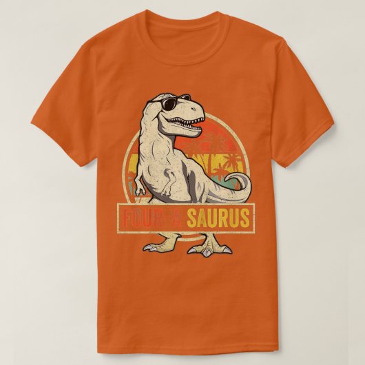 Kinder vier jaar Saurus Birthday T Rex 4 jaar oude T-shirt (Design voorkant)